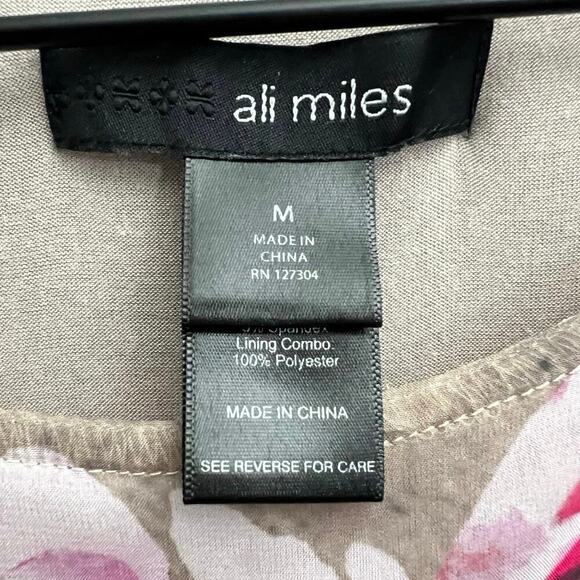 Ali Miles Floral Blouse Top Women’s Sz M Multicolored Semi Sheer Pleated tank. - Picture 4 of 9